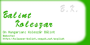 balint koleszar business card