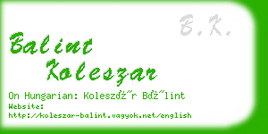 balint koleszar business card